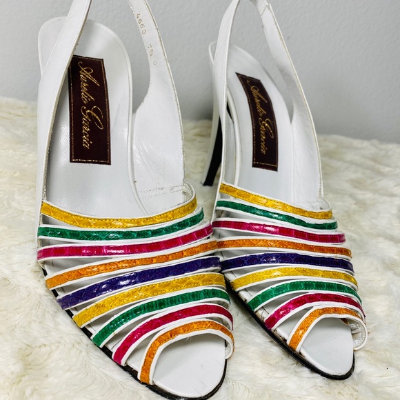 Aurelio Garcia Leather Multicolor Slingback Heels - Picture 12 of 15